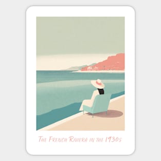 Vintage Retro Minimal 1930s French Riviera Beachfront" Sticker